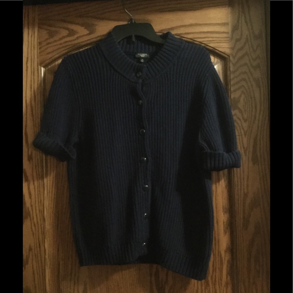 NEW TALBOTS PETITES XLP NAVY SHORT SLEEVE SWEATER